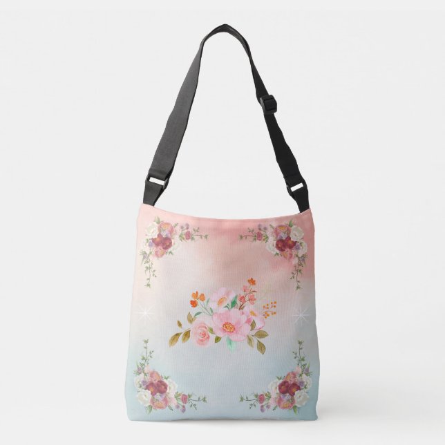 Bolsa Ajustável Arranjo Floral em Gradiente com Rosas e Pétalas (Frente)