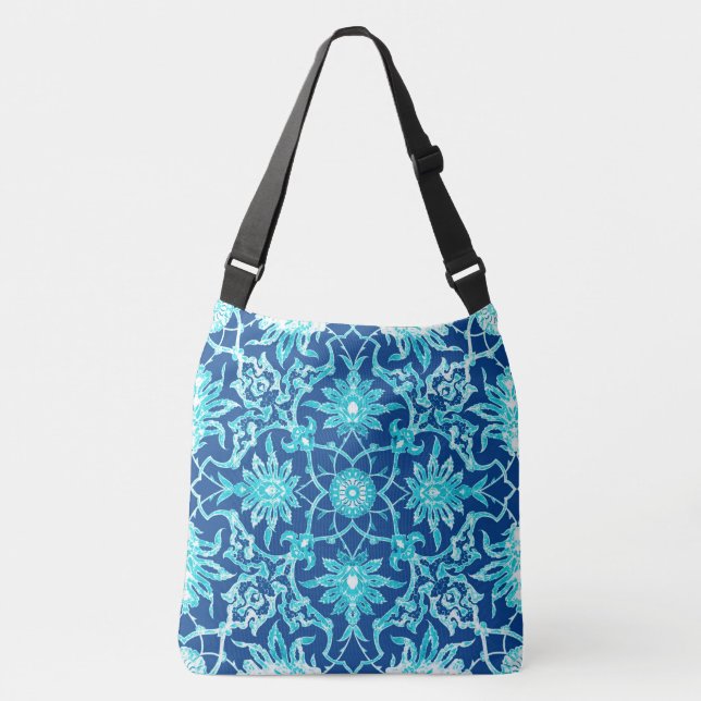 Bolsa Ajustável Art Nouveau Azulejo chinês - Turquesa e azul (Frente)