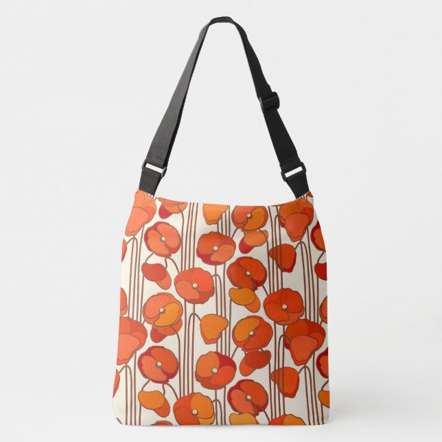 Bolsa Ajustável Art Nouveau Poppies Saco Cruzado (Frente)