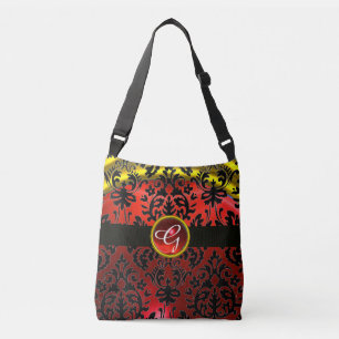 BOLSA AJUSTÁVEL ART NOUVEAU RED BLACK DOURADO DAMASK RUBY MONOGRAM