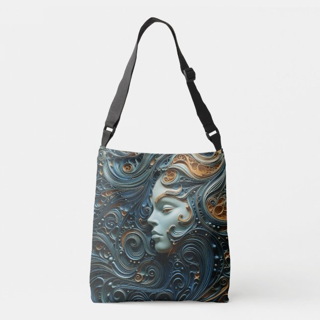 Bolsa Ajustável Arte 3D da Mulher Moonlit (Verso)