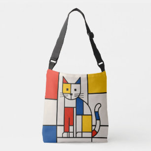 Bolsa Ajustável Arte Abstrata de Gato Geométrico Estilo Mondrian P