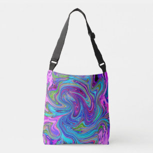 Bolsa Ajustável Arte Abstrata Retro Groovy Azul, Rosa e Roxo