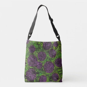 Bolsa Ajustável Arte abstrata verde e roxa
