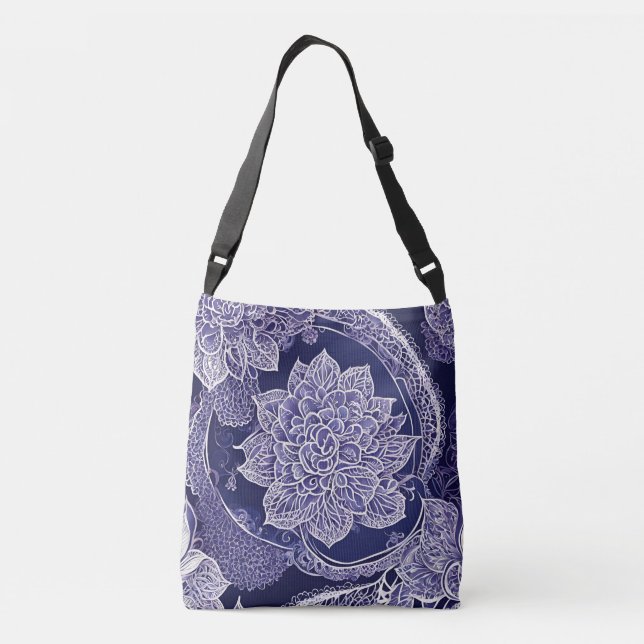 Bolsa Ajustável Arte Azul Floral Beauty AI (Verso)