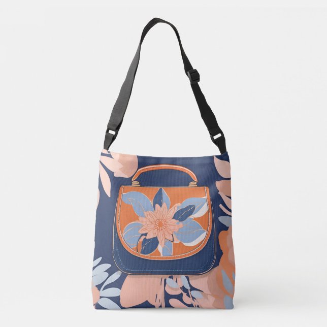 Bolsa Ajustável Arte azul Tropical Laranja Azul com retenida AI (Verso)