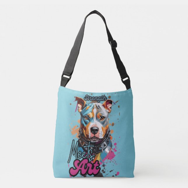 Bolsa Ajustável Arte Canina de cinza com Placas Brilhantes (Frente)
