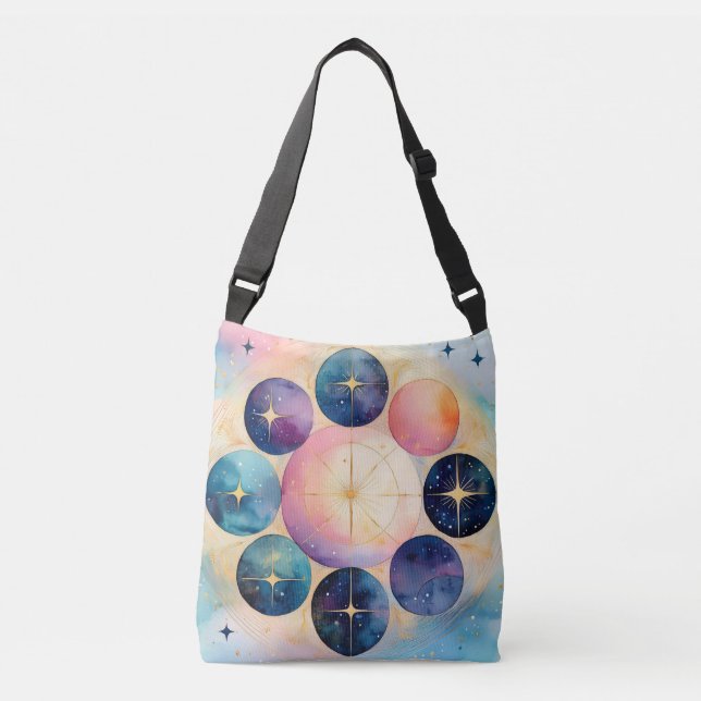 Bolsa Ajustável Arte Celestial em Fase Cósmica - Lua e Estrelas (Frente)