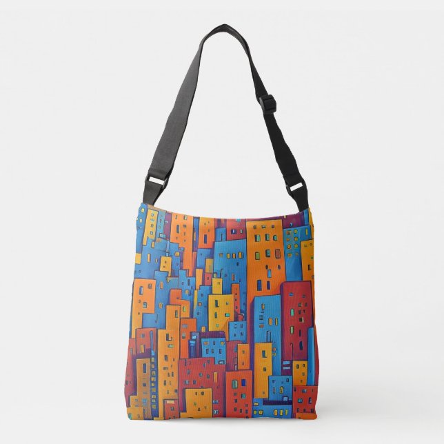 Bolsa Ajustável Arte de Cidade Abstrata (Frente)