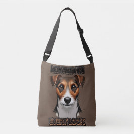 Bolsa Ajustável Arte de Fecho Marrom e Cão Branco