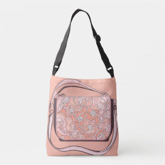 Bolsa Ajustável Arte de IA bege e rosa