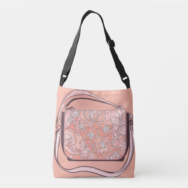 Bolsa Ajustável Arte de IA bege e rosa (Verso)