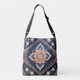 Bolsa Ajustável Arte de IA de diamante azul escuro floral