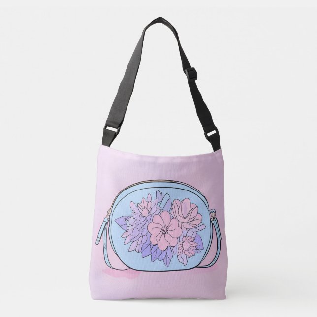 Bolsa Ajustável Arte de IA floral lavanda pastel fofa (Frente)