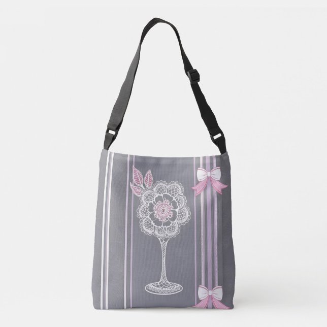 Bolsa Ajustável Arte de IA rosa e cinza (Verso)