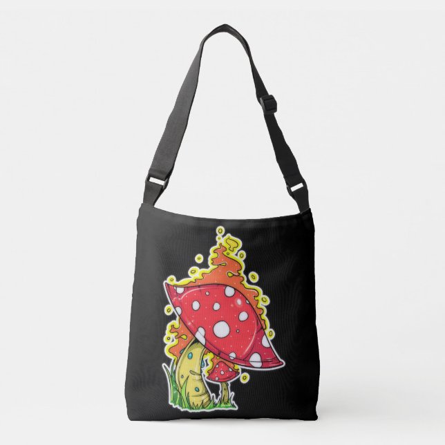 Bolsa Ajustável Arte de Ilustração Psicodélica Flaming de Cogumelo (Frente)