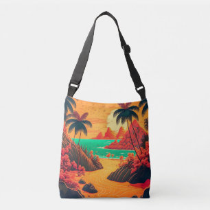 Bolsa Ajustável Arte de paisagem de praia tropical de verão colori