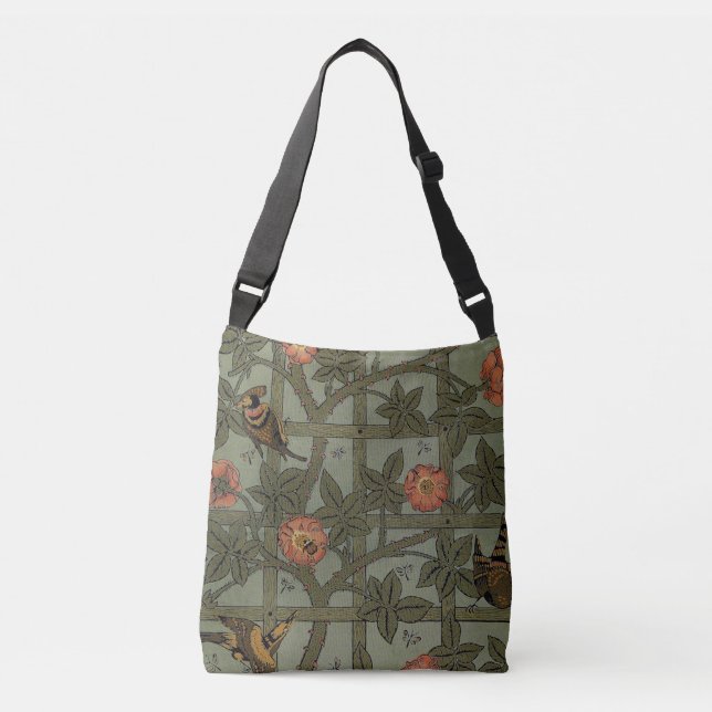 Bolsa Ajustável Arte de Papel de Parede Treliça de William Morris (Frente)