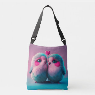 Bolsa Ajustável Arte de Pássaros Fofos que Amam Corações Inspirada