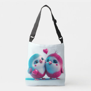 Bolsa Ajustável Arte de Pássaros Fofos que Amam Corações Inspirada