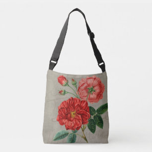 Bolsa Ajustável Arte de Rosa Vermelha Antiga em Cinza
