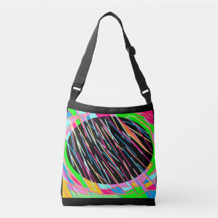 Bolsa Ajustável Arte desenhada verde claro e listrada a preto