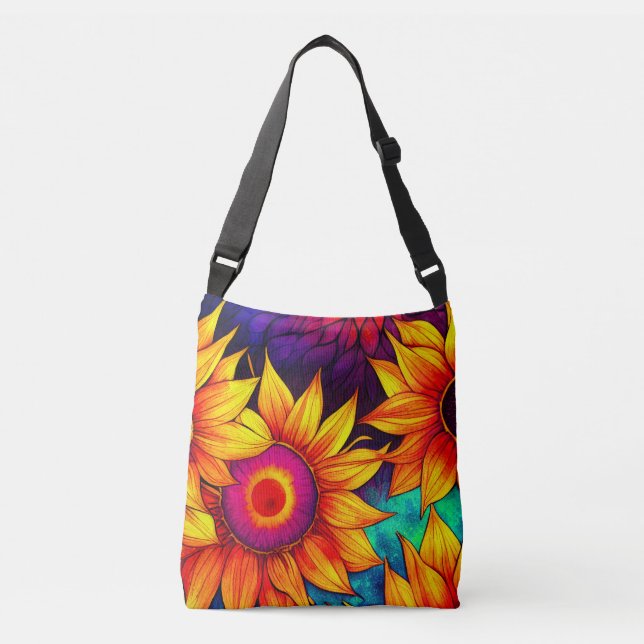 Bolsa Ajustável Arte Elegante e Colorida de Girassol | Poder das F (Frente)