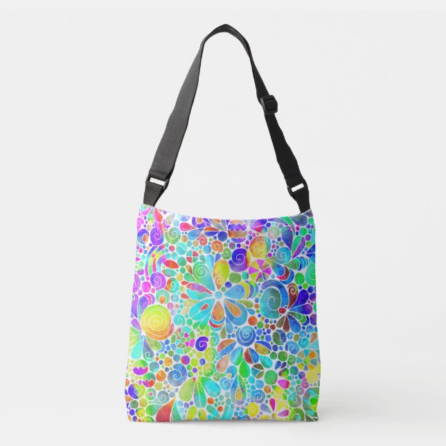 Bolsa Ajustável Arte Fantástica de Esboço - Flores de Abstrato 2 (Frente)