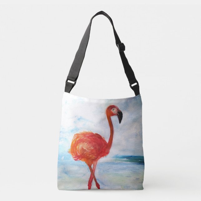 Bolsa Ajustável Arte Flamingo Cor-de-rosa, Arte Excessiva de Impre (Frente)