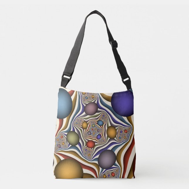 Bolsa Ajustável Arte Fractal Abstrato Colorida (Frente)