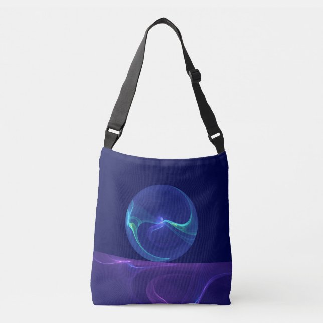 Bolsa Ajustável Arte Fractal Abstrato de Sonho Azul Luminoso (Frente)