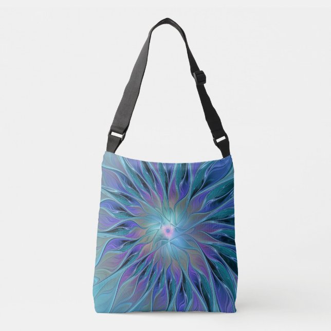 Bolsa Ajustável Arte Fractal Abstrato de Sonho Roxo Azul (Frente)