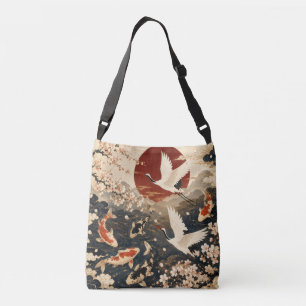 Bolsa Ajustável Arte Personalizado Elegante de Koi e Grou Japonês