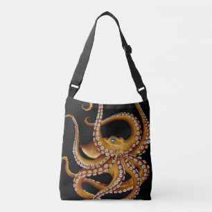 Bolsa Ajustável Arte preta dos olhos azuis do polvo de Brown