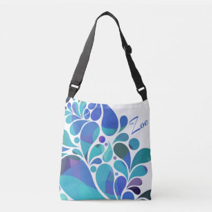 Bolsa Ajustável Artsy Cinto Aqua Azul, Púrpura, Padrão De Aquarela