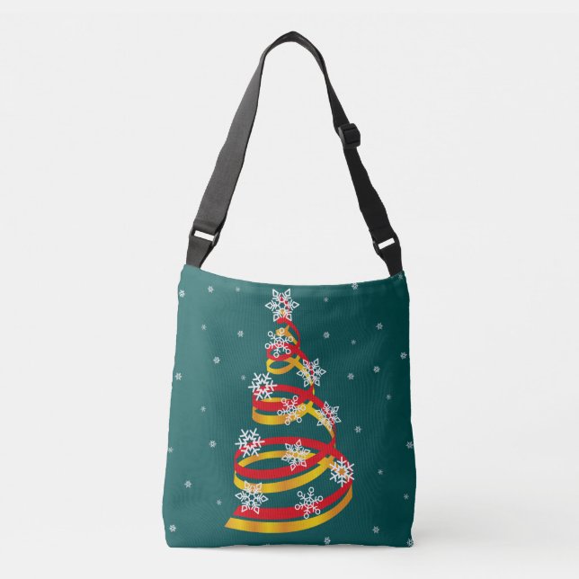 Bolsa Ajustável Árvore de Natal com Fita de Flocos de Neve Minimal (Frente)