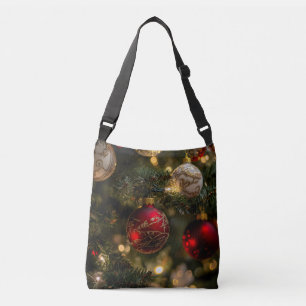 Bolsa Ajustável Árvore de Natal Elegante em Vermelho e Dourado