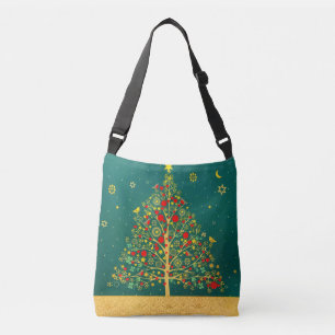 Bolsa Ajustável Árvore de pássaros de inverno do Natal Dourado V
