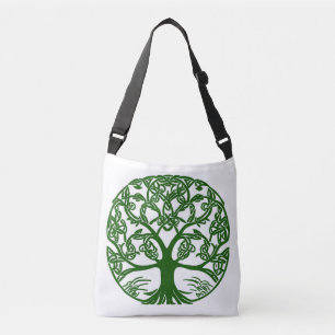 Bolsa Ajustável Árvore Nó Celta da Vida Verde em Branco