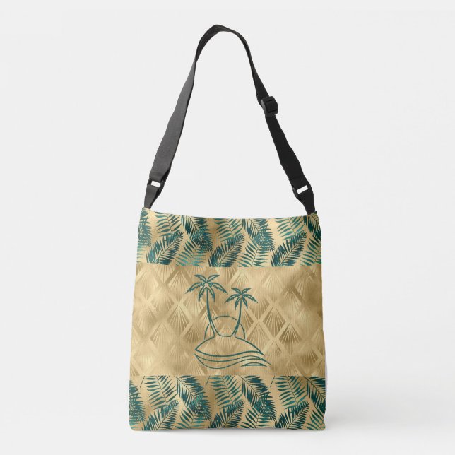 Bolsa Ajustável Árvore Palm Dourada e Verde (Verso)