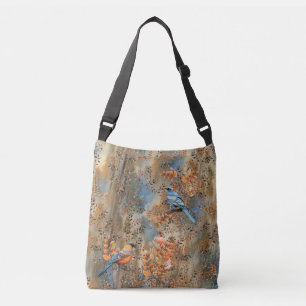 Bolsa Ajustável Árvores altas, as Folhas do outono e Aves Azuis