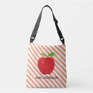 Bolsa Ajustável As listras alaranjadas, Apple vermelho