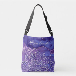 Bolsa Ajustável Autora personalizada de cor branca roxa