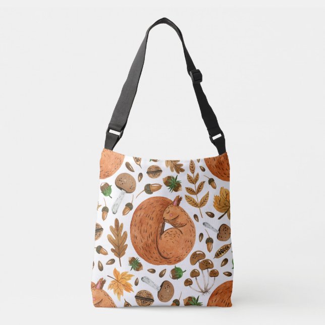 Bolsa Ajustável Autumn Dreams: Watercolor Squirrel Haven (Frente)