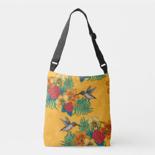 Bolsa Ajustável Aves e buquês tropicais em amarelo