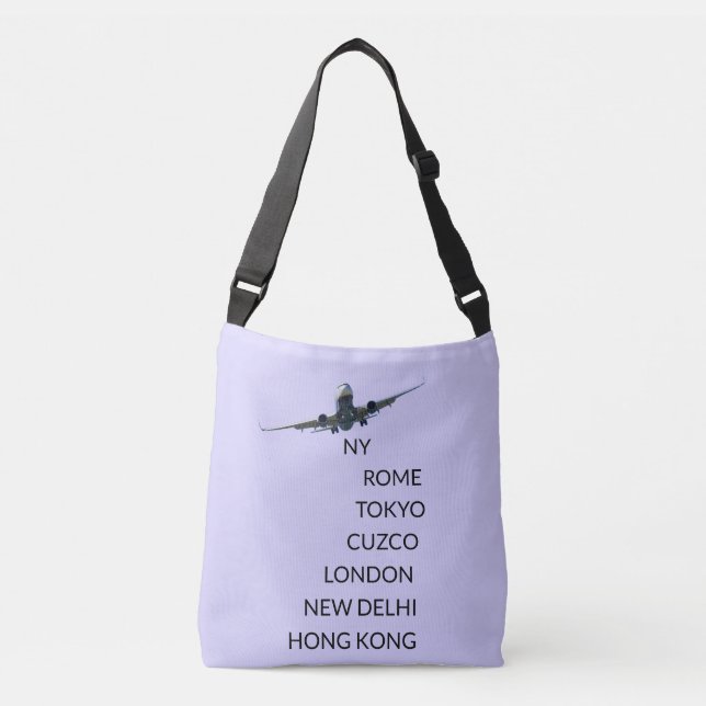 Bolsa Ajustável Avião voador em azul pervinca claro (Frente)