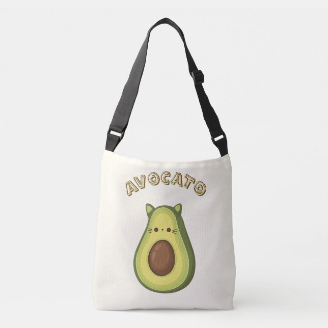 Bolsa Ajustável AVOCATO - Gato Engraçado e Avocado Amam Saco (Frente)