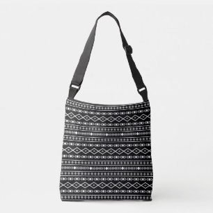 Bolsa Ajustável Aztec Formas Padrão Cinza Preto Branco