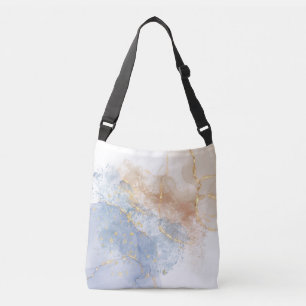 Bolsa Ajustável Azul abstrato, Taupe e Dourado