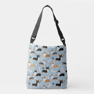 Bolsa Ajustável Azul Padrão Corgi